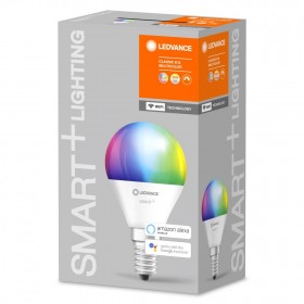 Bec LED RGB inteligent Ledvance SMART+ WiFi Mini Bulb Multicolour P, E14, 4.9W (40W), 470 lm, lumina alba si color (2700-6500K)