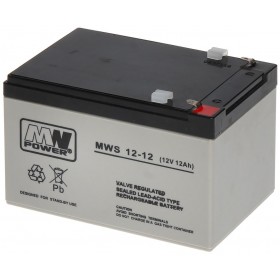 Acumulator AGM 12Ah 12V seria  MW Power,MWS12-12, terminal de conexiune F1, dimensiuni 151x98x100 mm, greutate 3,25 kg