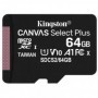 Card de Memorie MicroSD Kingston, 64GB, Select Plus, Clasa 10 UHS-I Performance, R: 100 MB/s