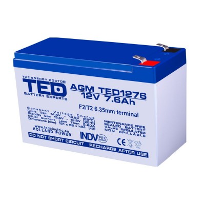 Baterii si acumulatori BATERIE AGM TED1276F2 12V 7.6Ah TED