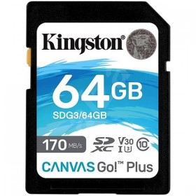 Kingston 64GB SDXC Canvas Go Plus 170R C10 UHS-I U3 V30 EAN: 740617301397