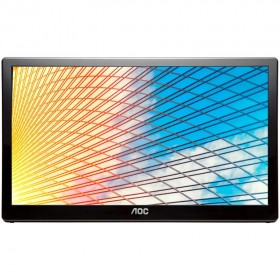 AOC Monitor Portable LED E1659FWU (15.6'', 16:9, 1366x768, TN, 220 cd/m2, 20M:1, 12 ms, 90/60°, USB 3.0, Tilt: -15 to +30°) Blac