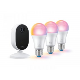 Pachet WiZ Connected cu 3 Becuri LED RGB inteligente A60, Wi-Fi, E27, 8.5W (60W), 806 lm, lumina alba si color (2200-6500K) + Ca