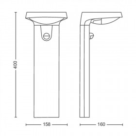 Stalp LED solar pentru exterior cu senzor de miscare Philips Tyla, 1.2W, 4V, 255 lm, lumina neutra (4000K), IP44, 400x160mm, Ant