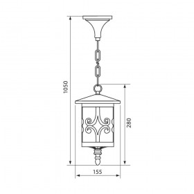 Pendul tip felinar Vivalux JARDIN, E27, max. 1x60W, IP44, 155x155x1000mm, COFFEE, bec neinclus