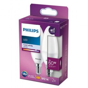 2 Becuri LED Philips B38, EyeComfort, E14, 7W (60W), 806 lm, lumina neutra (4000K), mat