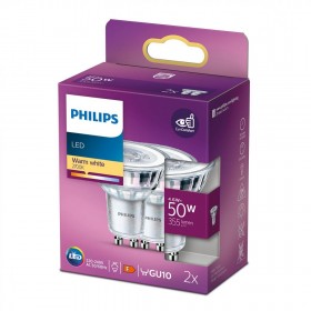 2 Becuri LED Philips Classic Spot, GU10, 4.6W (50W), 355 lm, lumina calda (2700K)